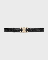 Reversible Strap 25 IN TAURILLON LEATHER AND CROCODILE EMBOSSED CALFSKIN -  -  - 2 | CELINE