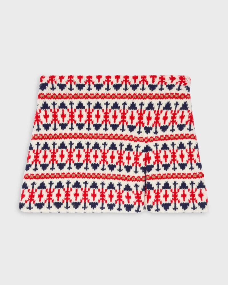 mini skirt IN FAIR ISLE WOOL AND CASHMERE - WHITE / BLUE / RED -  - 1 | CELINE