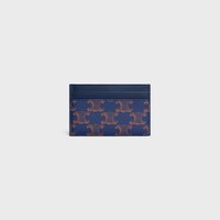TARJETERO DE LONA TRIOMPHE Y PIEL DE BECERRO - AZUL MARINO INTENSO - TARJETEROS - 2 | CELINE