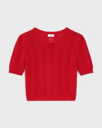 TOP DE POINTELLE DE ALGODÓN - ROJO INTENSO -  - 1 | CELINE