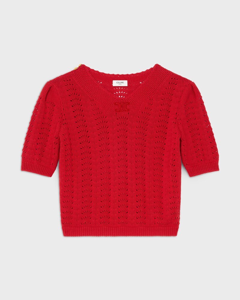 top IN cotton pointelle - BRIGHT RED -  - 1 | CELINE