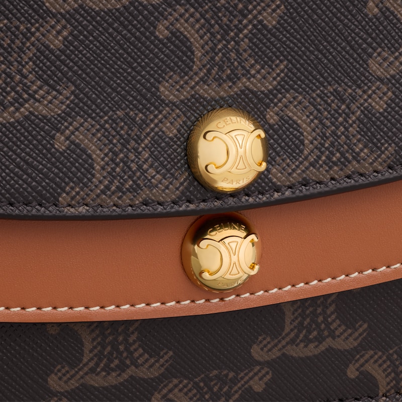 DUO WALLET ON STRAP IN Triomphe Canvas and Calfskin - TAN - MINI BAGS - 1 | CELINE