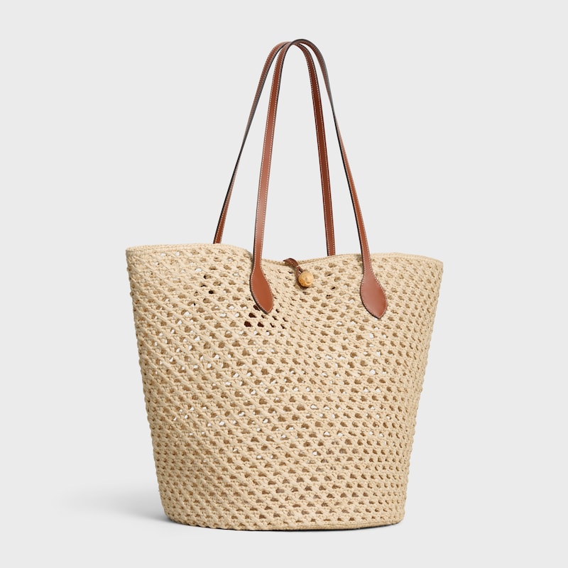 PANIER SEAU TRIOMPHE BEADS RAPHIA ET VEAU - TAN - PANIER - 1 | CELINE