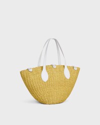 SMALL TRIOMPHE BEADS BASKET IN SISAL AND CALFSKIN - NATURAL / WHITE - TOP-HANDLE BAGS - 2 | CELINE