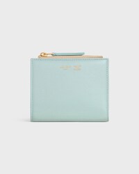 COMPACT WALLET TRIOMPHE STAMP IN GRAINED SUPPLE CALFSKIN - POWDER BLUE / DEEP IVORY - NEW - 1 | CELINE