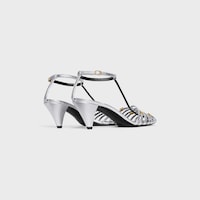 RIEMENSANDALE AUS LAMINIERTEM LAMMLEDER MIT ABSATZ - SILBER -  - 2 | CELINE