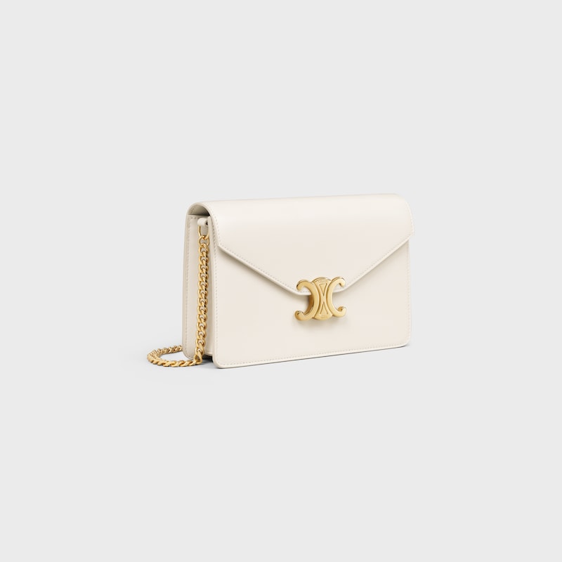 WALLET ON CHAIN MARGO in Shiny calfskin - WHITE COTTON - MINI BAGS - 1 | CELINE