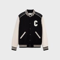classic teddy jacket in textured wool - BLACK -  - 1 | CELINE