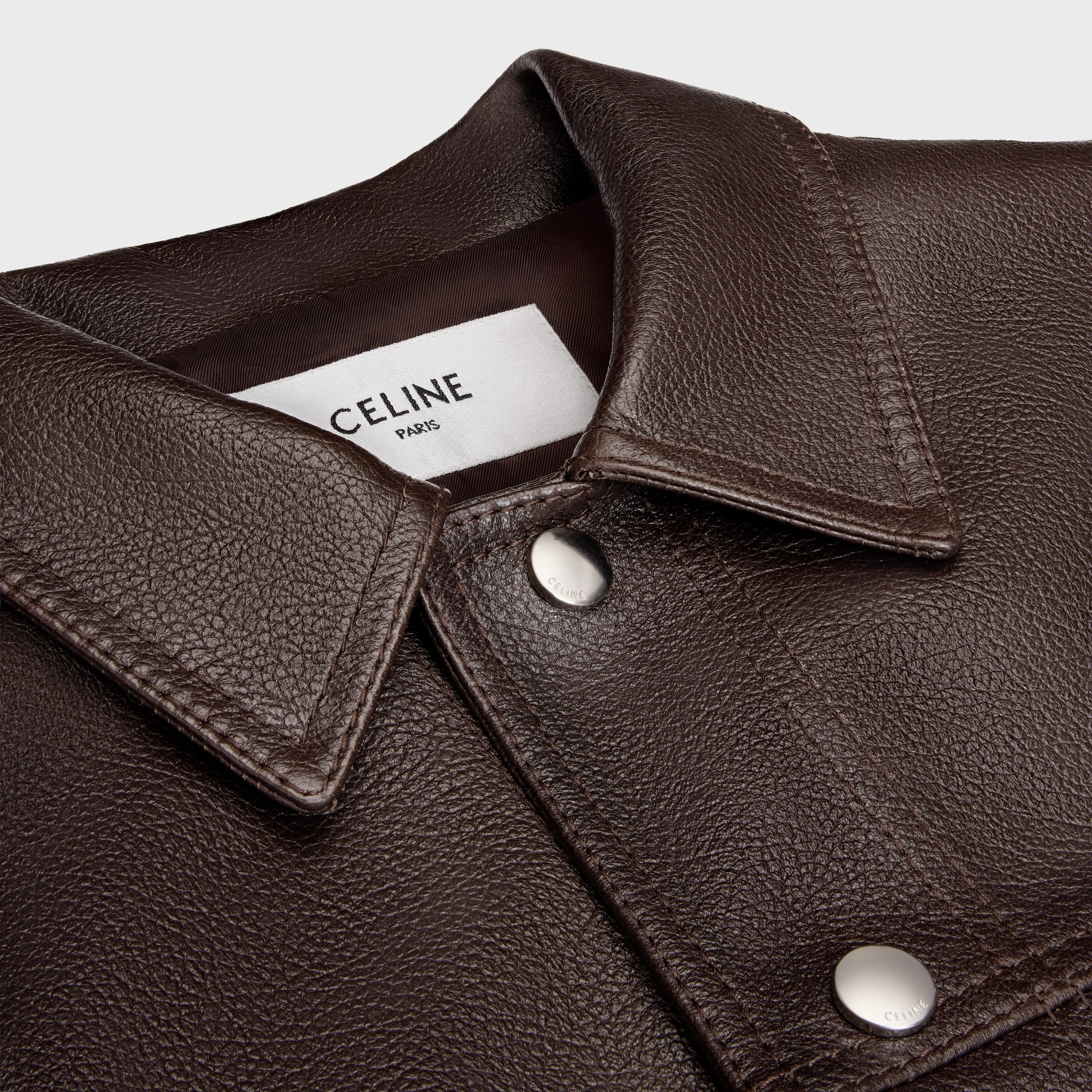 trucker jacket IN LAMBSKIN - DARK BROWN | CELINE