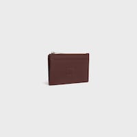 Zipped Card Holder in Satinated calfskin with triomphe embossed - CHESTNUT - CARD HOLDERS - 2 | CELINE