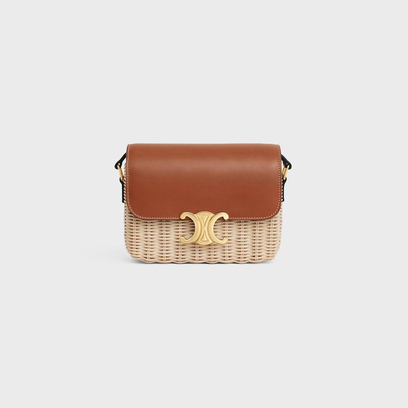 TEEN TRIOMPHE BAG in WICKER AND NATURAL CALFSKIN - NATURAL / TAN - TRIOMPHE - 1 | CELINE