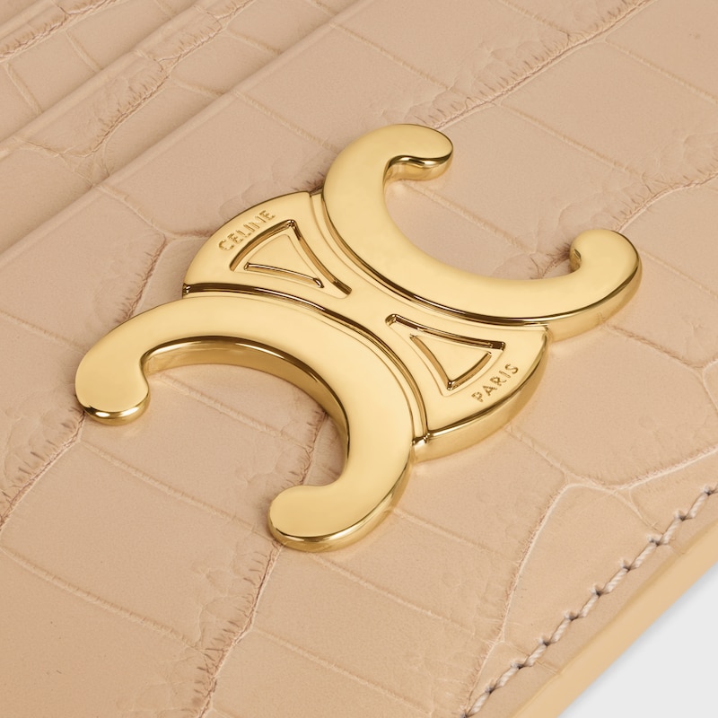 CARD HOLDER TRIOMPHE in NILOTICUS CROCODILE - OAT BEIGE - CARD HOLDERS - 1 | CELINE