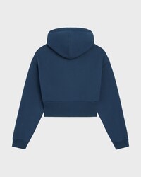 SUDADERA CORTA CON CAPUCHA DE FELPA DE ALGODÓN - Azul marino/blanco crudo -  - 2 | CELINE