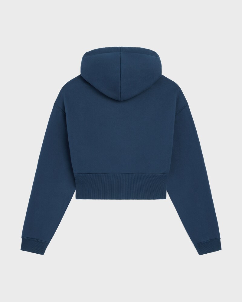 hoodie cropped molleton coton - NAVY/OFF WHITE -  - 1 | CELINE