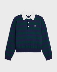 polo sweater IN striped wool - NAVY/GREEN -  - 1 | CELINE