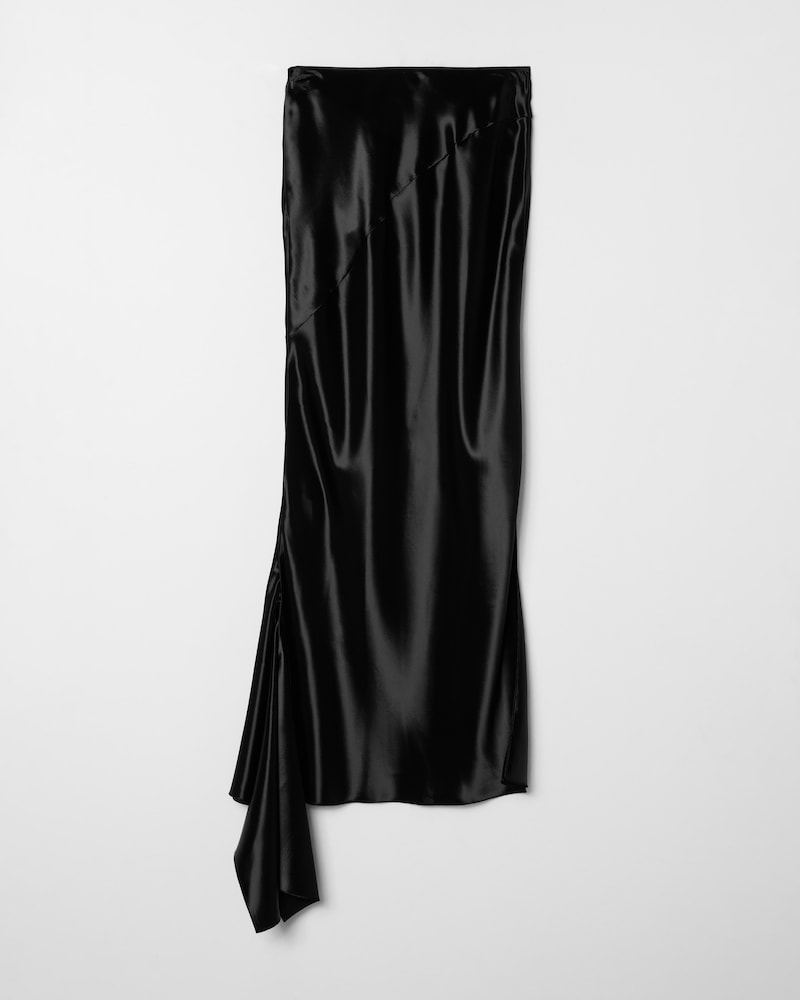 slip skirt IN viscose satin - BLACK -  - 1 | CELINE