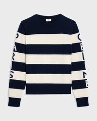 JERSEY CON CUELLO REDONDO DE LANA DE CACHEMIRA - CRUDO / AZUL MARINO -  - 1 | CELINE