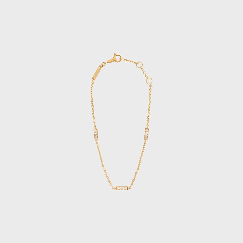 Celine Line Triple Bracelet in Yellow Gold and Diamonds - Yellow Gold & White -  - 1 | CELINE