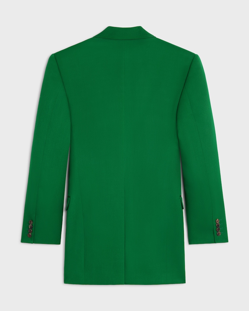 Giacca colonne in lana con trama diagonale - VERDE BOTTIGLIA -  - 1 | CELINE
