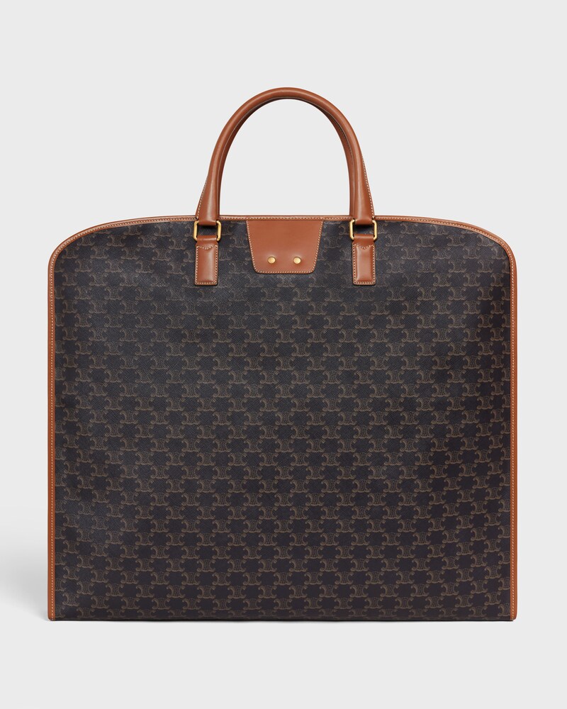 FUNDA PARA TRAJE DE LONA TRIOMPHE Y PIEL DE BECERRO - TOSTADO - GIFT FINDER - 1 | CELINE