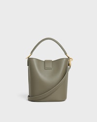 SMALL BUCKET LOUISE IN SMOOTH CALFSKIN - GOLDEN KHAKI - BUCKET - 2 | CELINE