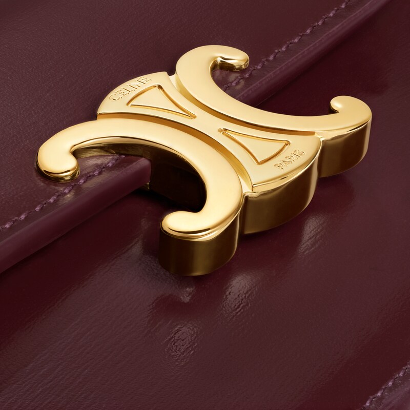 LONG CARD HOLDER WITH FLAP TRIOMPHE  IN Shiny calfskin - DEEP BURGUNDY - CARD HOLDERS - 1 | CELINE