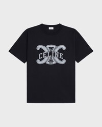 loose t-shirt IN cotton jersey - BLACK / WHITE -  - 1 | CELINE