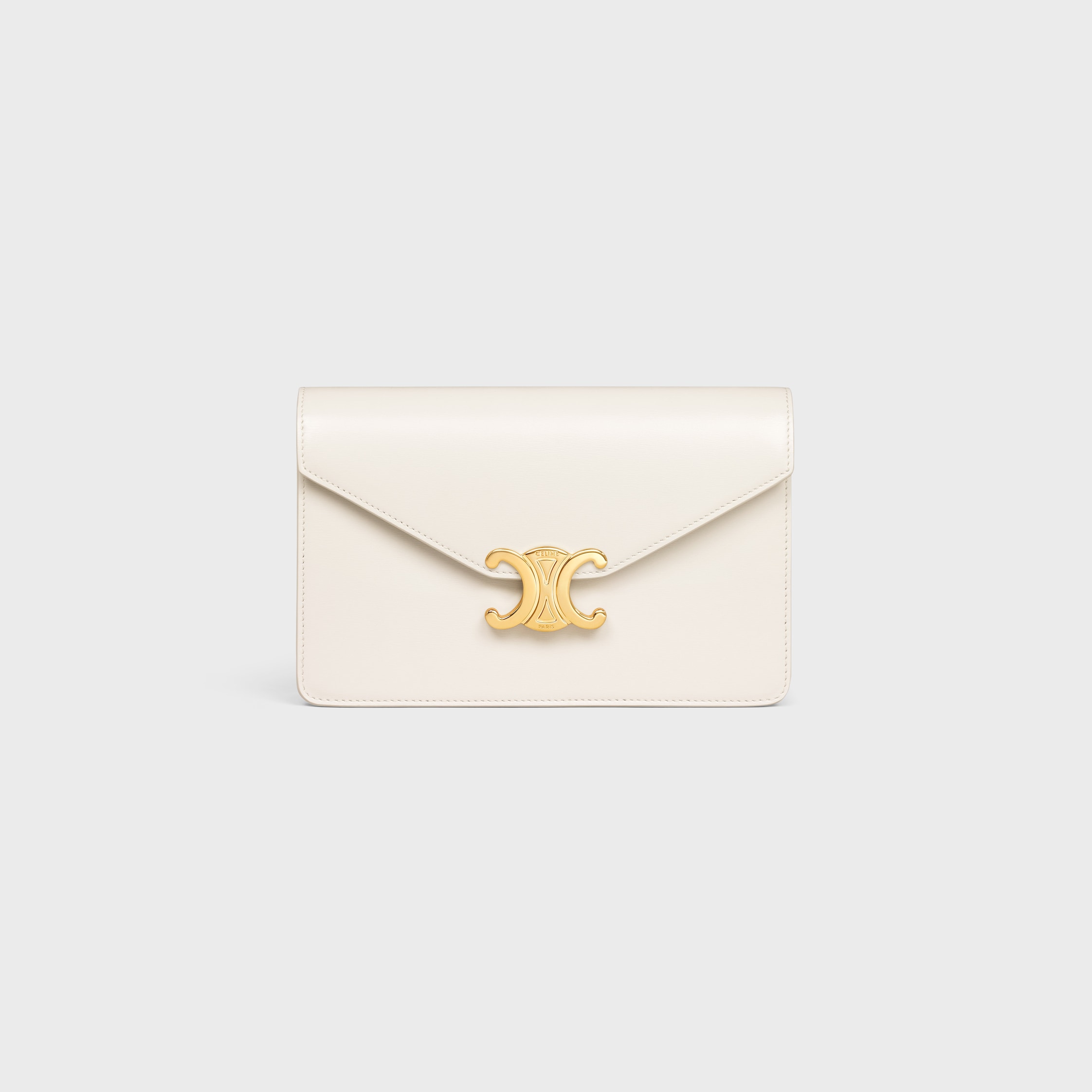 WALLET ON CHAIN MARGO in Shiny calfskin - WHITE COTTON | CELINE
