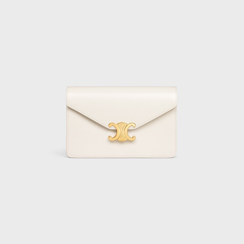 POCHETTE AVEC CHA&Icirc;NE MARGO veau brillant - BLANC COTON - AUTRES LIGNES - 1 | CELINE