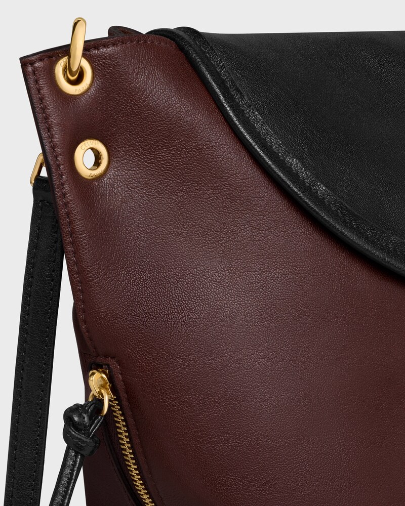 BUCKET SOFT TRIOMPHE IN SUPPLE SHINY LAMBSKIN - DARK BROWN / BLACK - BUCKET - 1 | CELINE