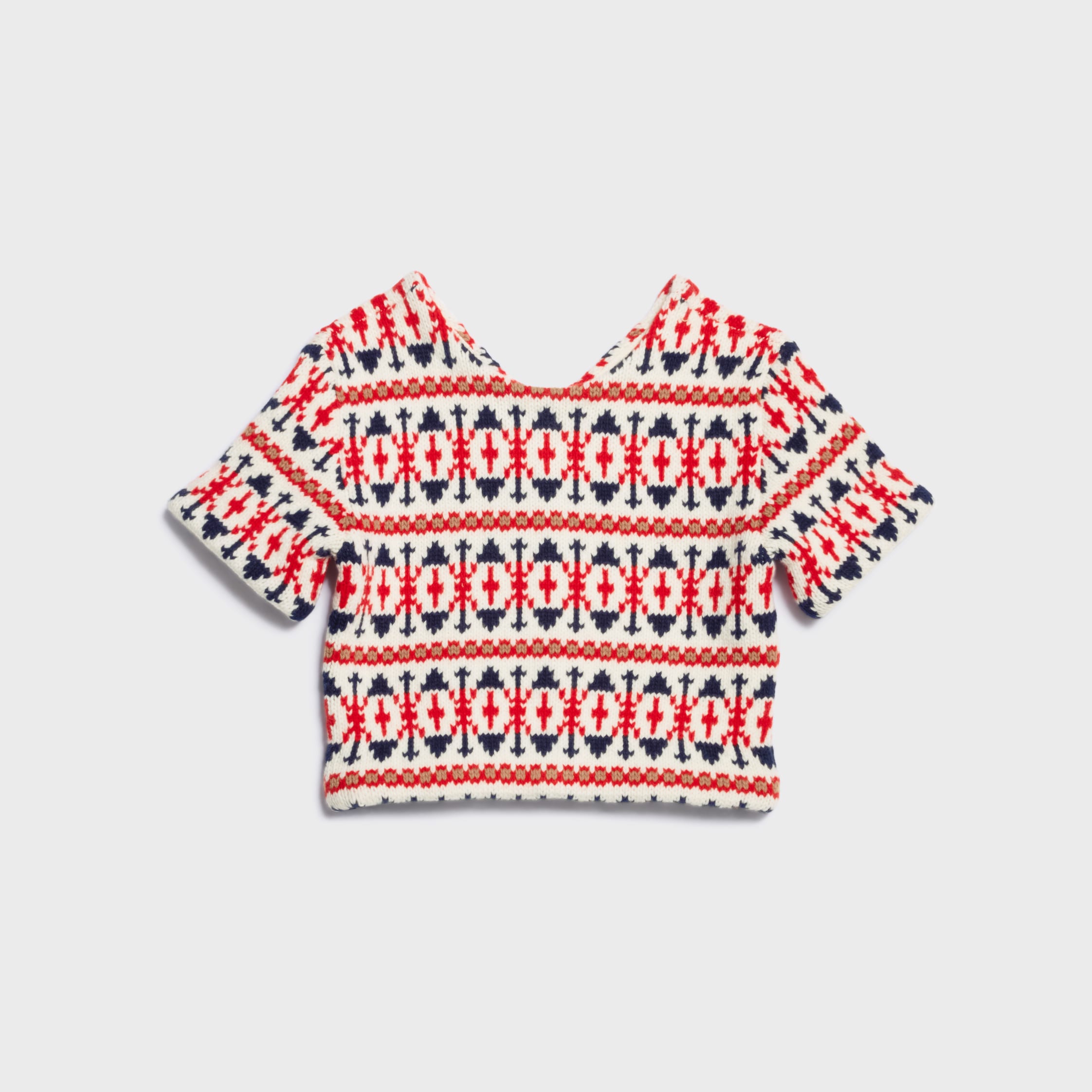 CELINE cropped sweater IN FAIR ISLE WOOL AND CASHMERE