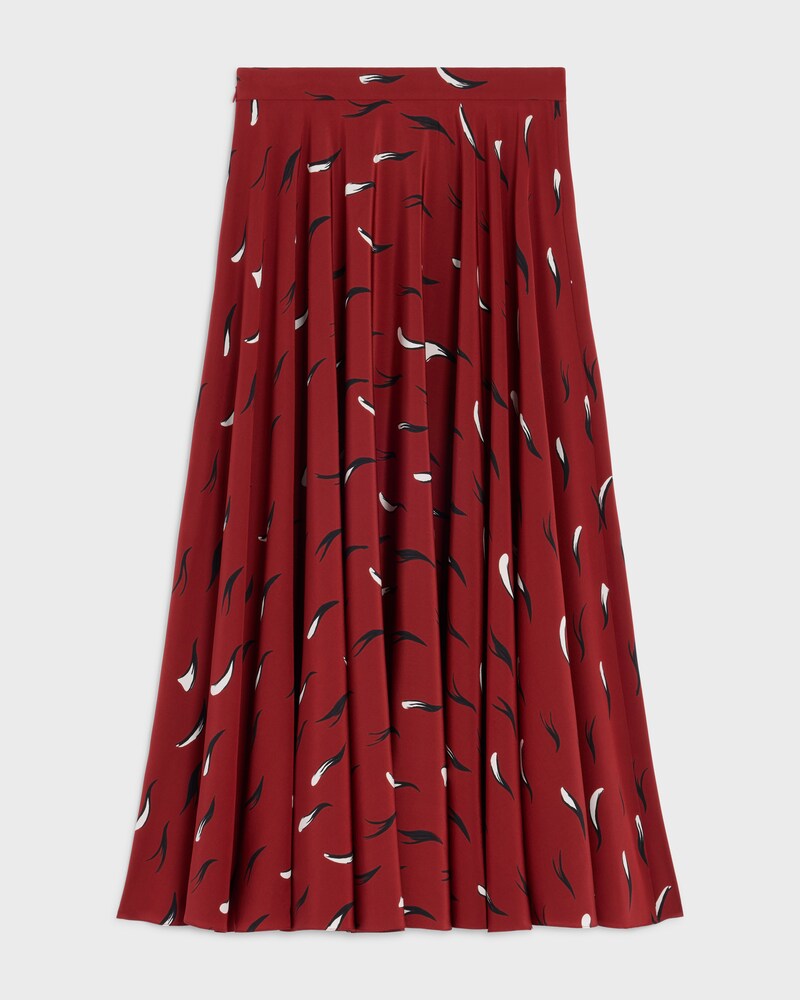jupe cr&ecirc;pe de chine - BURGUNDY/BLACK/CHALK -  - 1 | CELINE