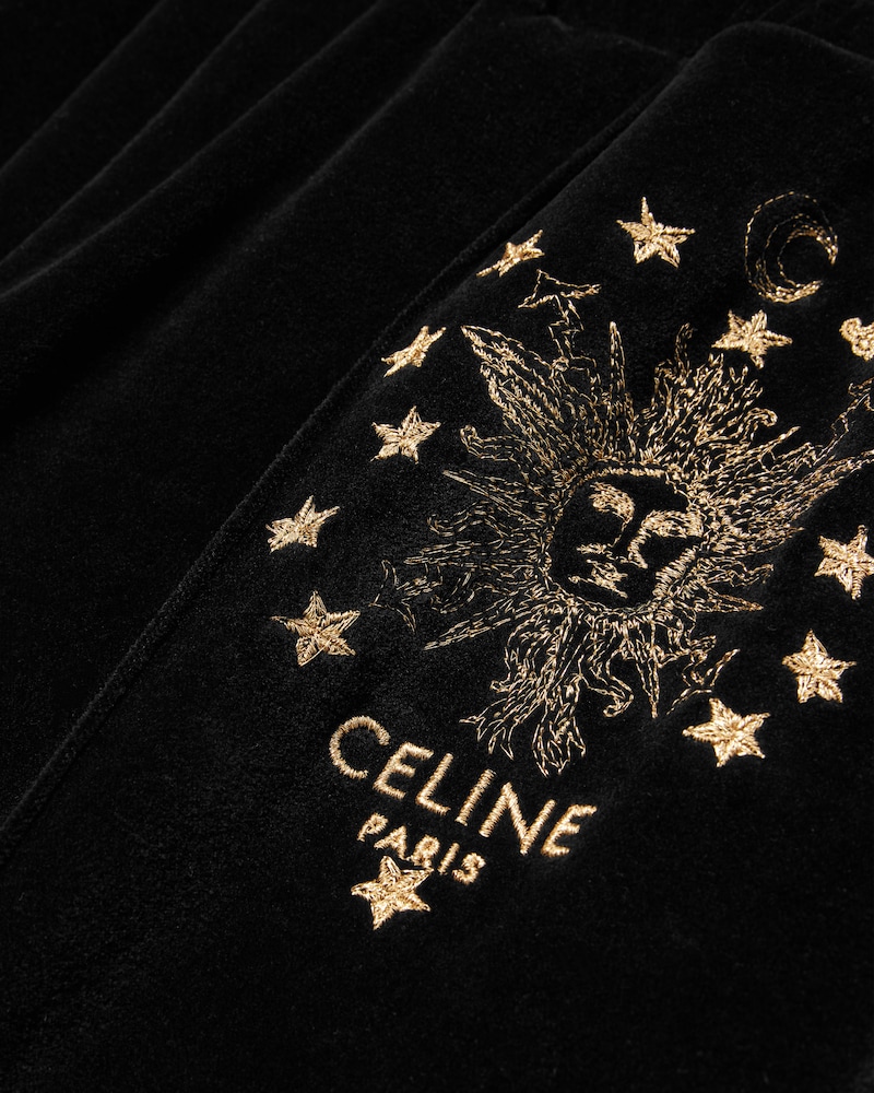 pantalon tracksuit jersey velours - Noir / Doré -  - 1 | CELINE