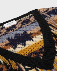 JERSEY CON CUELLO EN V DE CACHEMIRA CON JACQUARD - MARRÓN / GRIS -  - 2 | CELINE