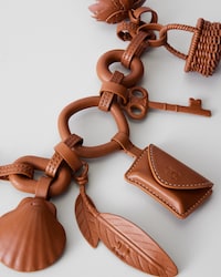 CHARMS MULTI BRACELET IN LAMBSKIN AND BRASS WITH GOLD FINISH - TAN -  - 2 | CELINE