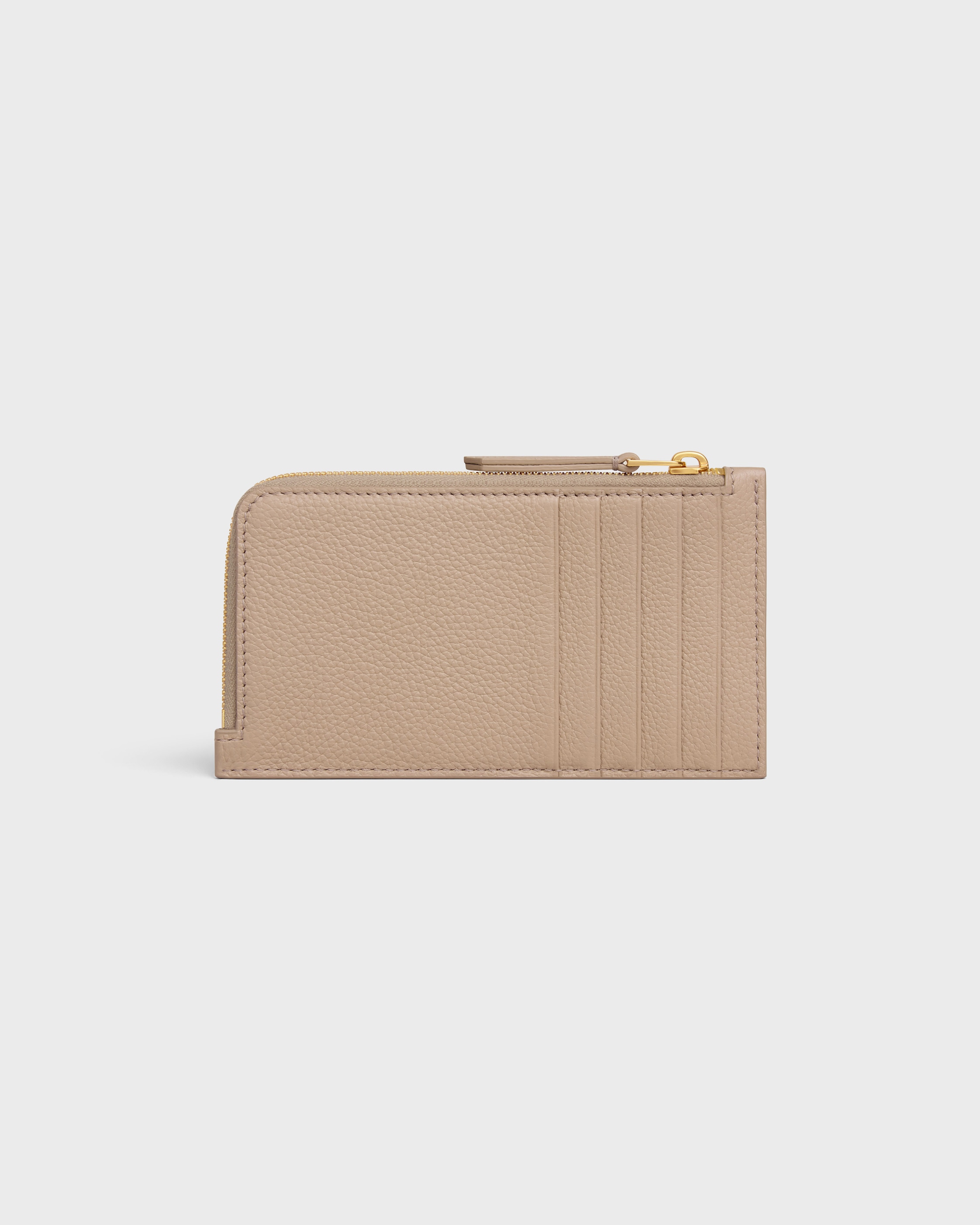LONG ZIPPED CARD HOLDER IN SUPPLE GRAINED CALFSKIN - SAFARI
