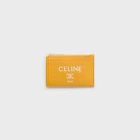 Zipped Card Holder IN SMOOTH LAMBSKIN - MERIGOLD / WHITE - COIN HOLDERS - 1 | CELINE