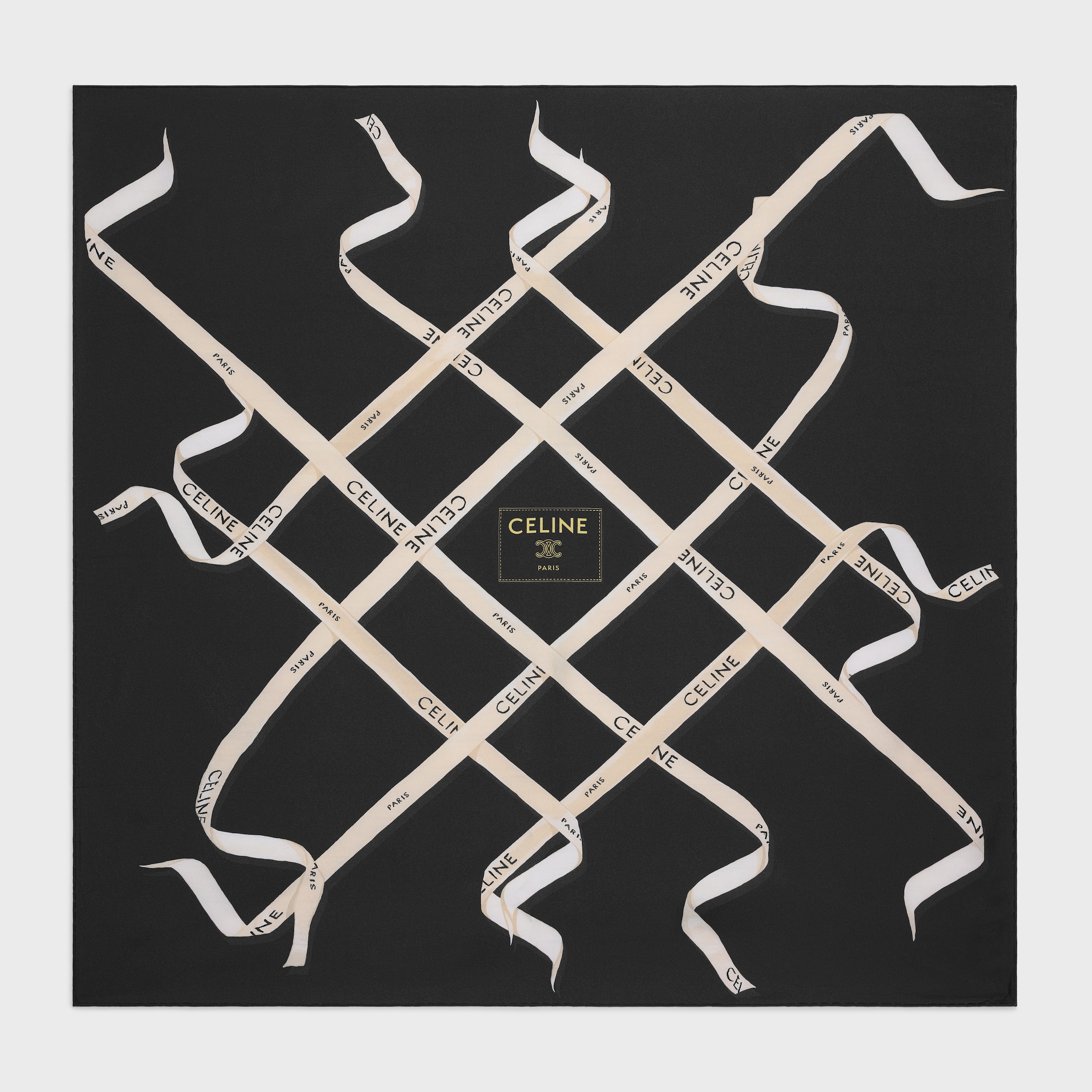 KENZO × CELINE 2点 square IN silk twill - BLACK/IVORY/YELLOW | CELINE