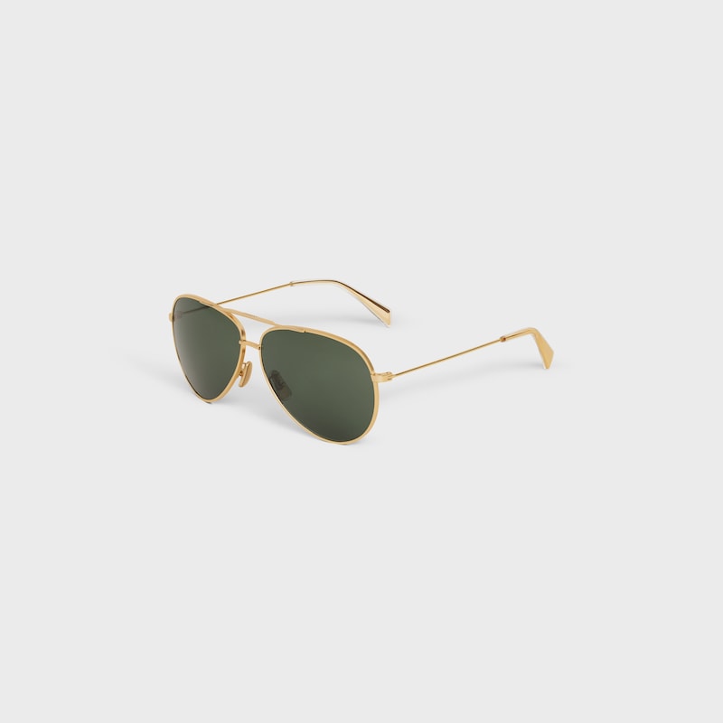 METAL FRAME 01 SUNGLASSES IN METAL WITH MINERAL GLASS LENSES - Gold/Green -  - 1 | CELINE