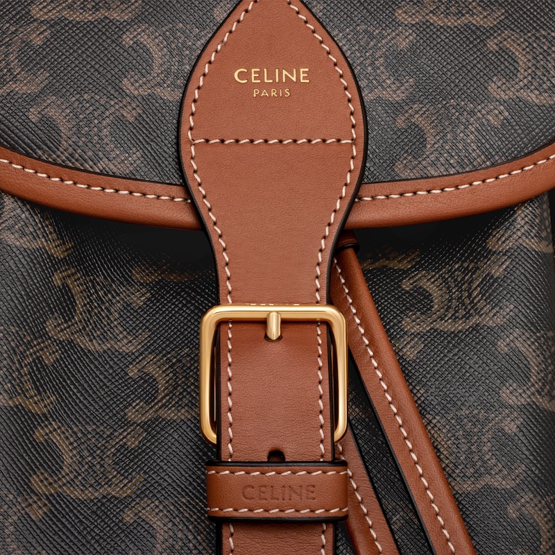 MOCHILA MÉDIA FOLCO em Triomphe Canvas e pele de bezerro - TAN - MOCHILAS - 1 | CELINE