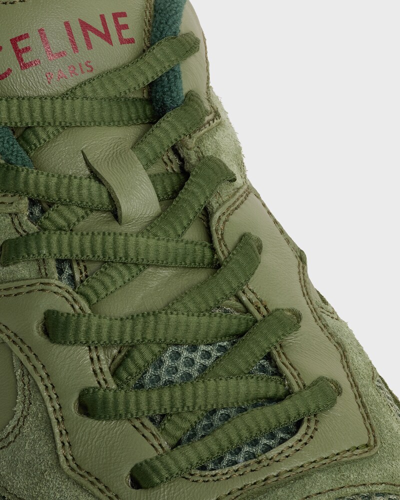 RUNNER SNEAKER IN CALFSKIN, SUEDE CALFSKIN AND MESH - KHAKI -  - 1 | CELINE