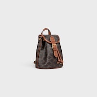 MINI BACKPACK FOLCO IN Triomphe Canvas and calfskin - TAN - BACKPACKS - 2 | CELINE