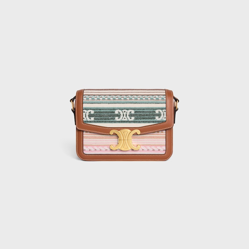 TEEN TRIOMPHE BAG IN STRIPED TEXTILE AND CALFSKIN - MULTICOLOR - TRIOMPHE - 1 | CELINE