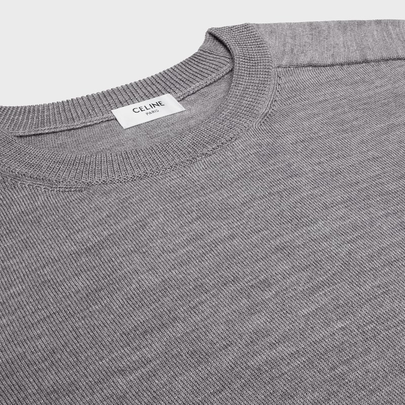 triomphe crew neck sweater in wool - MEDIUM GREY -  - 1 | CELINE