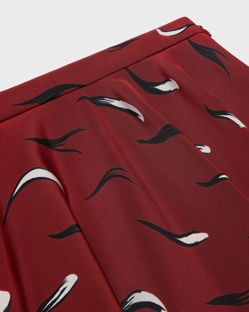 jupe cr&ecirc;pe de chine - BURGUNDY/BLACK/CHALK -  - 1 | CELINE