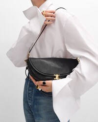 LITTLE HALFMOON SOFT TRIOMPHE IN SUPPLE SHINY LAMBSKIN - BLACK - SHOULDER BAGS - 2 | CELINE
