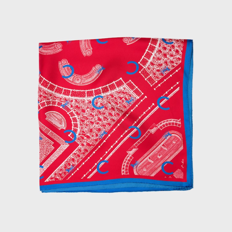 square IN FRENCH GARDEN SILK TWILL - BLUE/RED -  - 1 | CELINE
