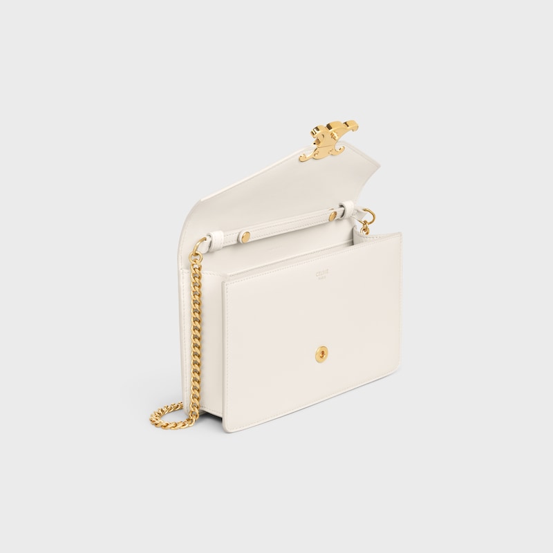 WALLET ON CHAIN MARGO in Shiny calfskin - WHITE COTTON - MINI BAGS - 1 | CELINE