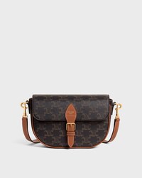 FOLCO SHOULDER BAG IN Triomphe Canvas and Calfskin - TAN - CROSS-BODY BAGS - 1 | CELINE