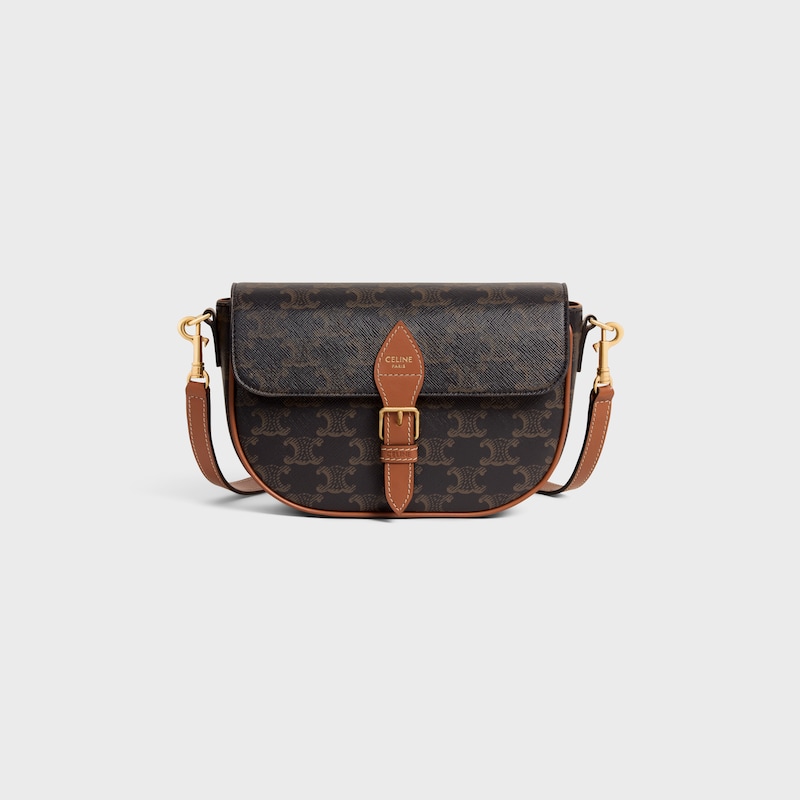 FOLCO SHOULDER BAG IN Triomphe Canvas and Calfskin - TAN - NEW COLLECTION - 1 | CELINE